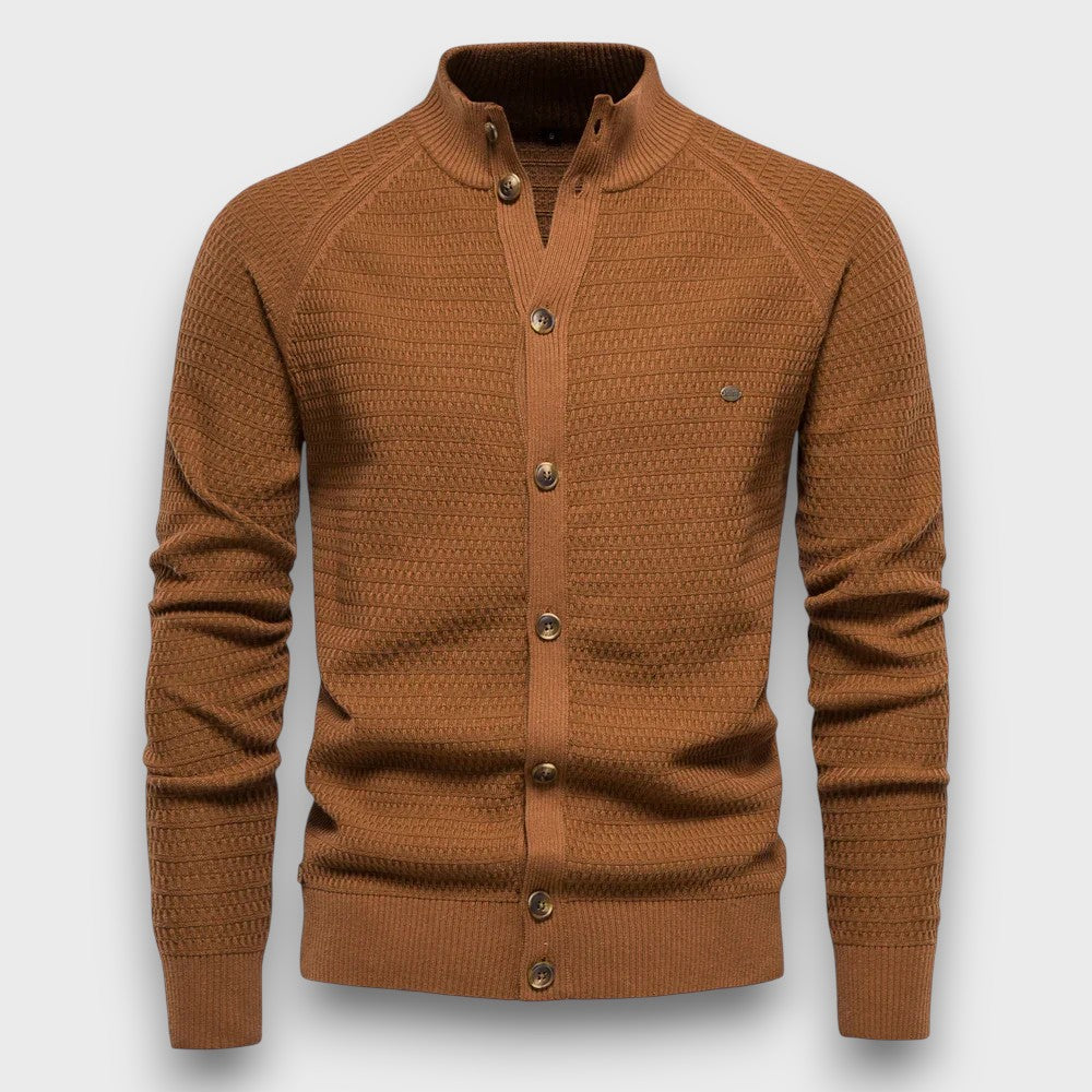 Gilet en tricot à col montant avec boutons élégant (homme)