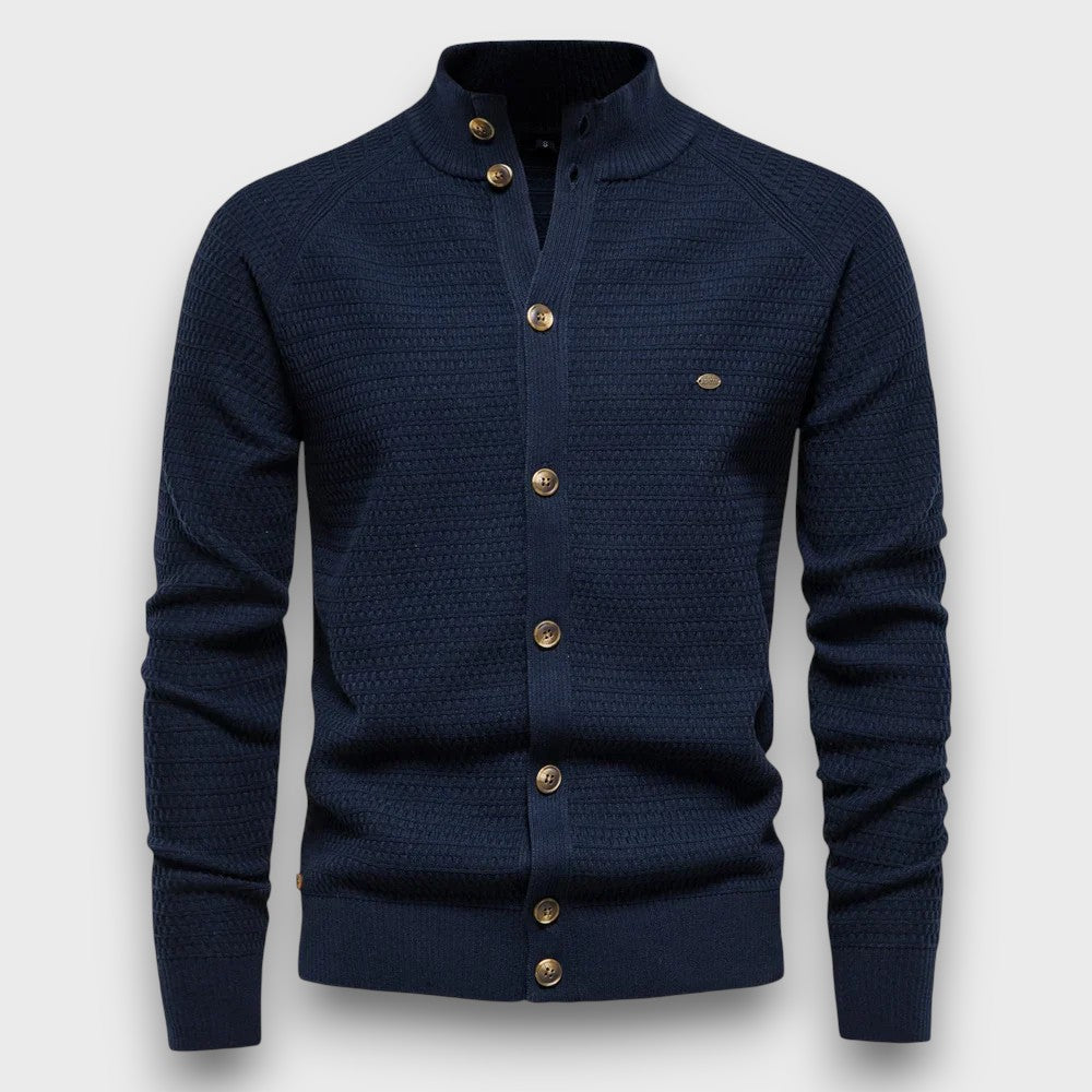 Gilet en tricot à col montant avec boutons élégant (homme)