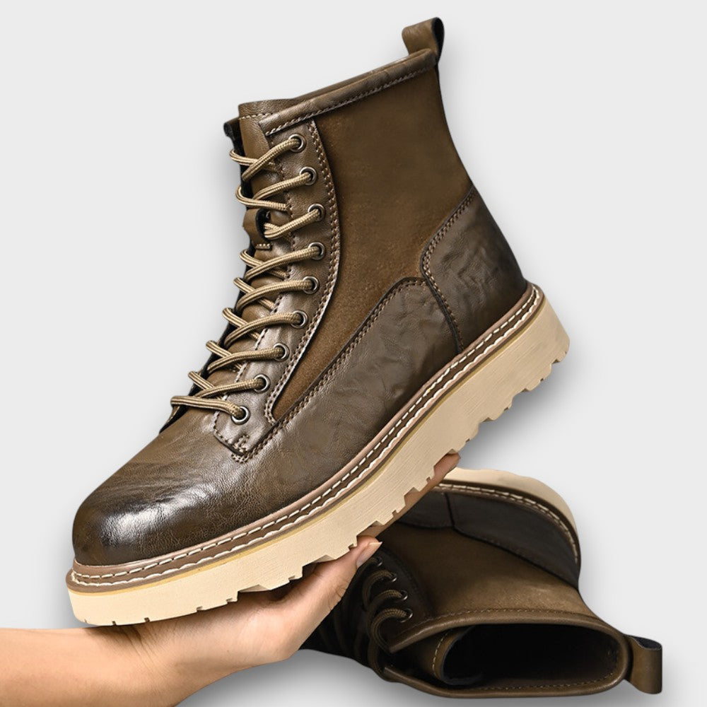 Bottines robustes en cuir à lacets avec semelle crantée (homme)