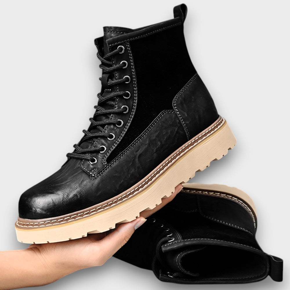 Bottines robustes en cuir à lacets avec semelle crantée (homme)