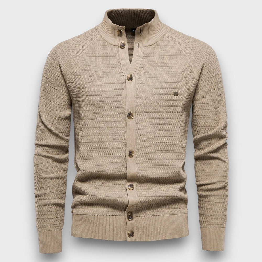 Gilet en tricot à col montant avec boutons élégant (homme)