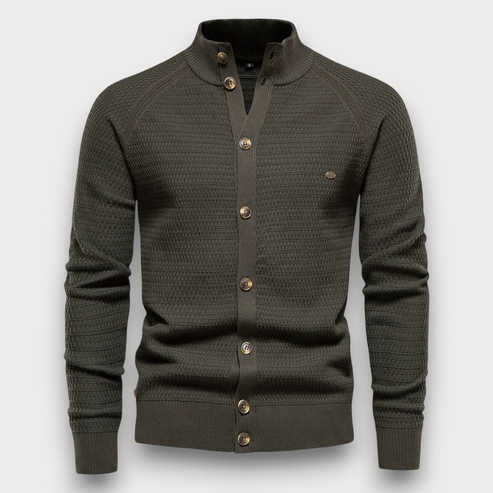 Gilet en tricot à col montant avec boutons élégant (homme)