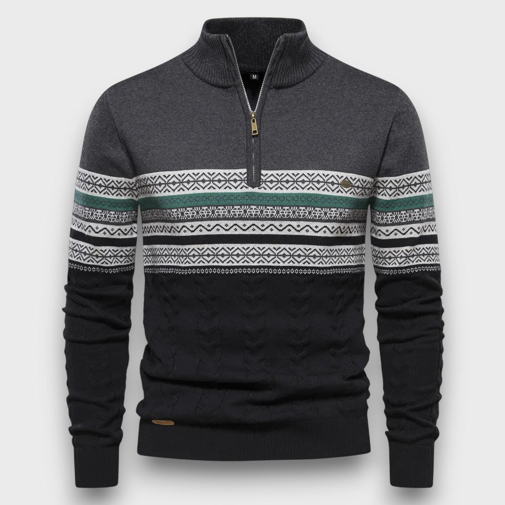 Pull en tricot à col montant motif norvégien (homme)