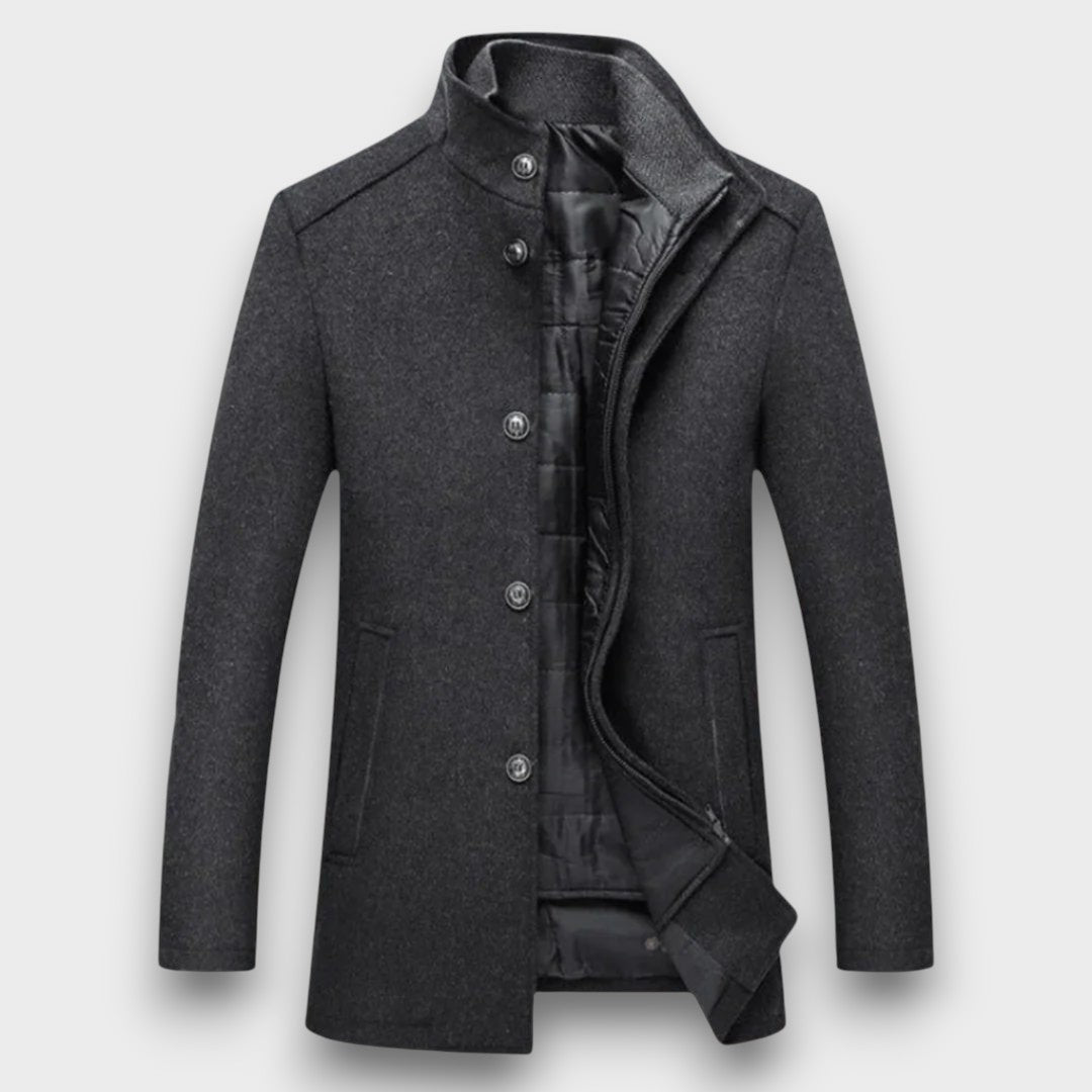 Manteau en laine à col montant (homme)