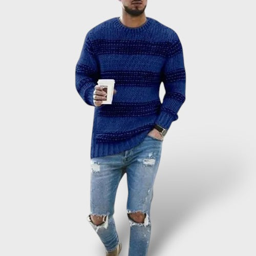 Pull en tricot rayé à col rond (homme)