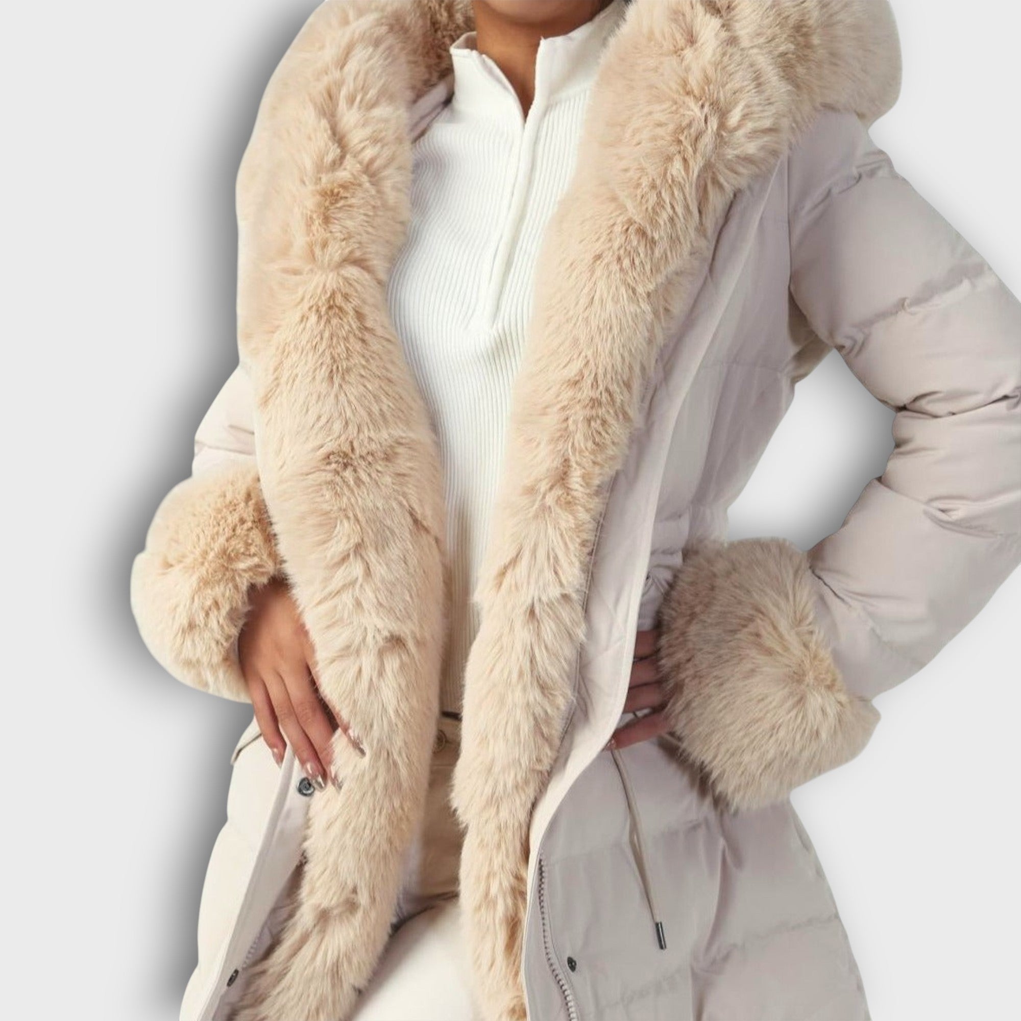 Manteau d’hiver chaud avec fausse fourrure (femme)