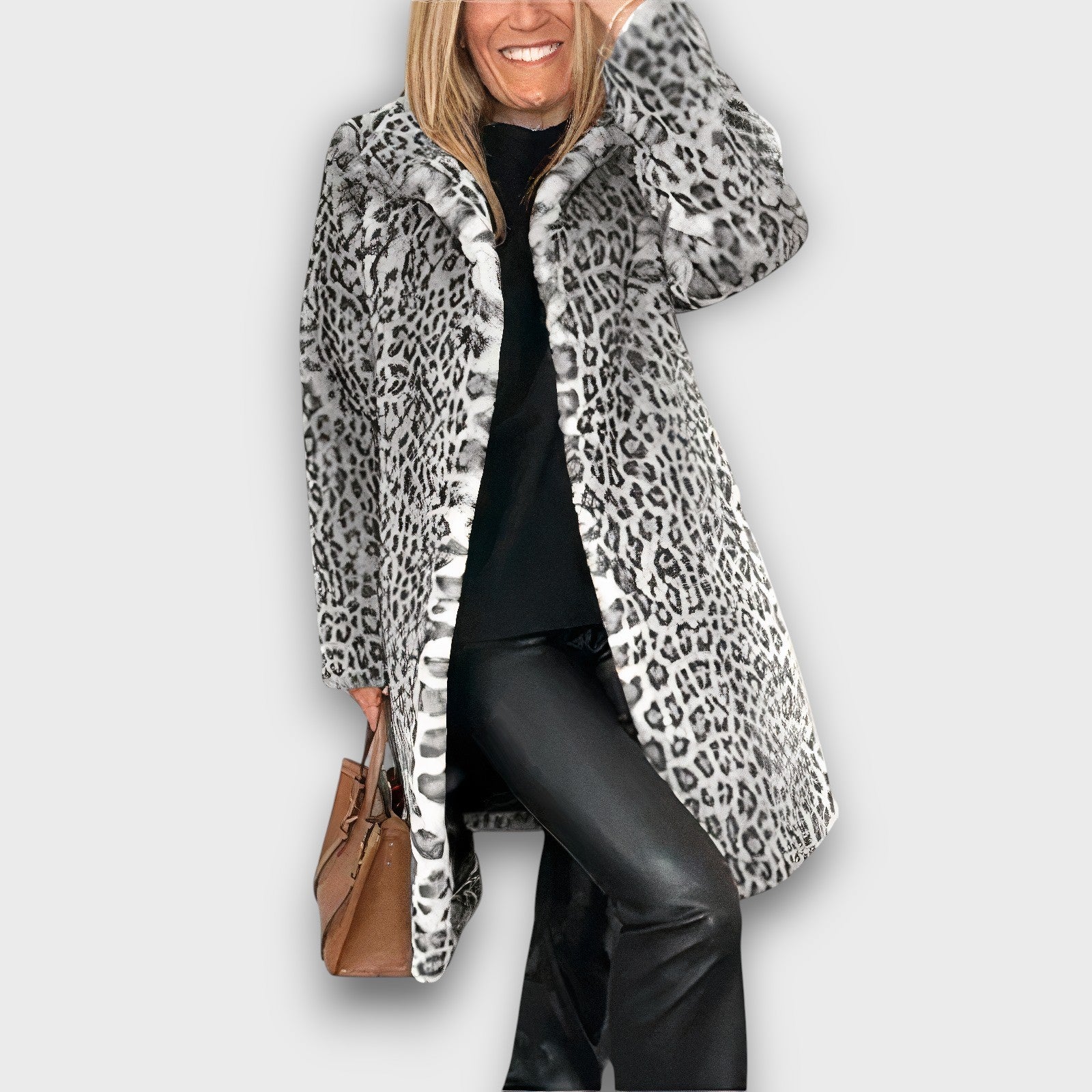 Manteau en fausse fourrure motif léopard
