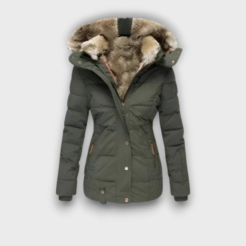 Veste d’hiver femme doublée en fausse fourrure