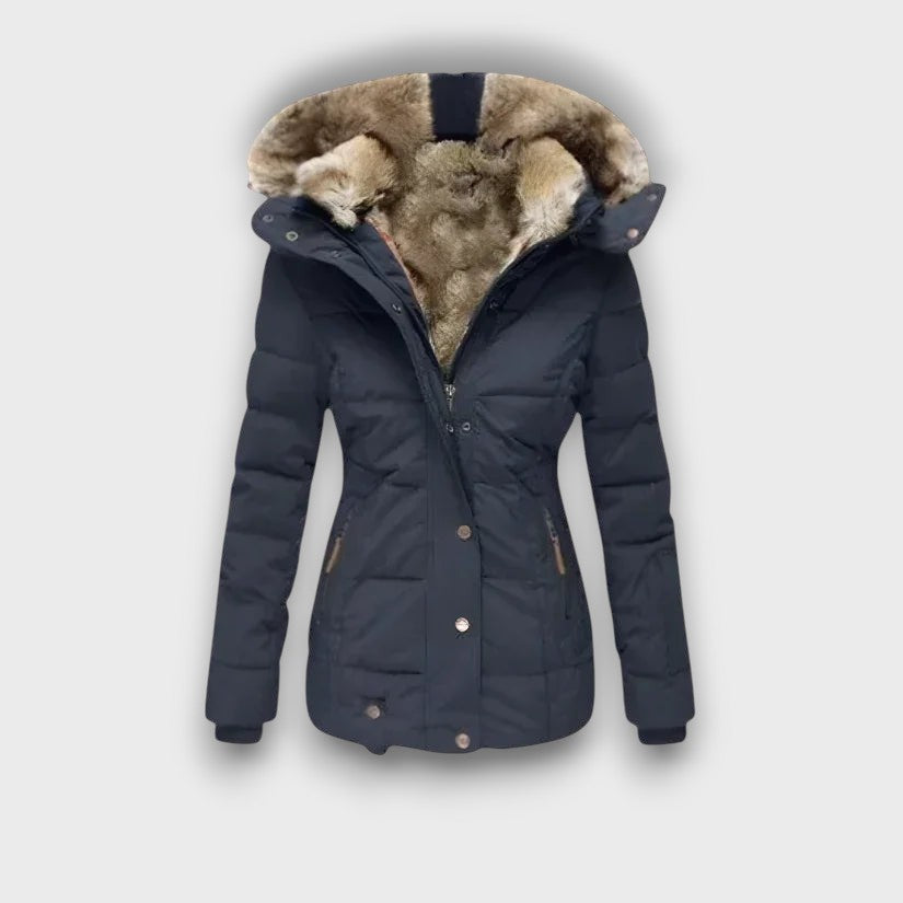 Veste d’hiver femme doublée en fausse fourrure