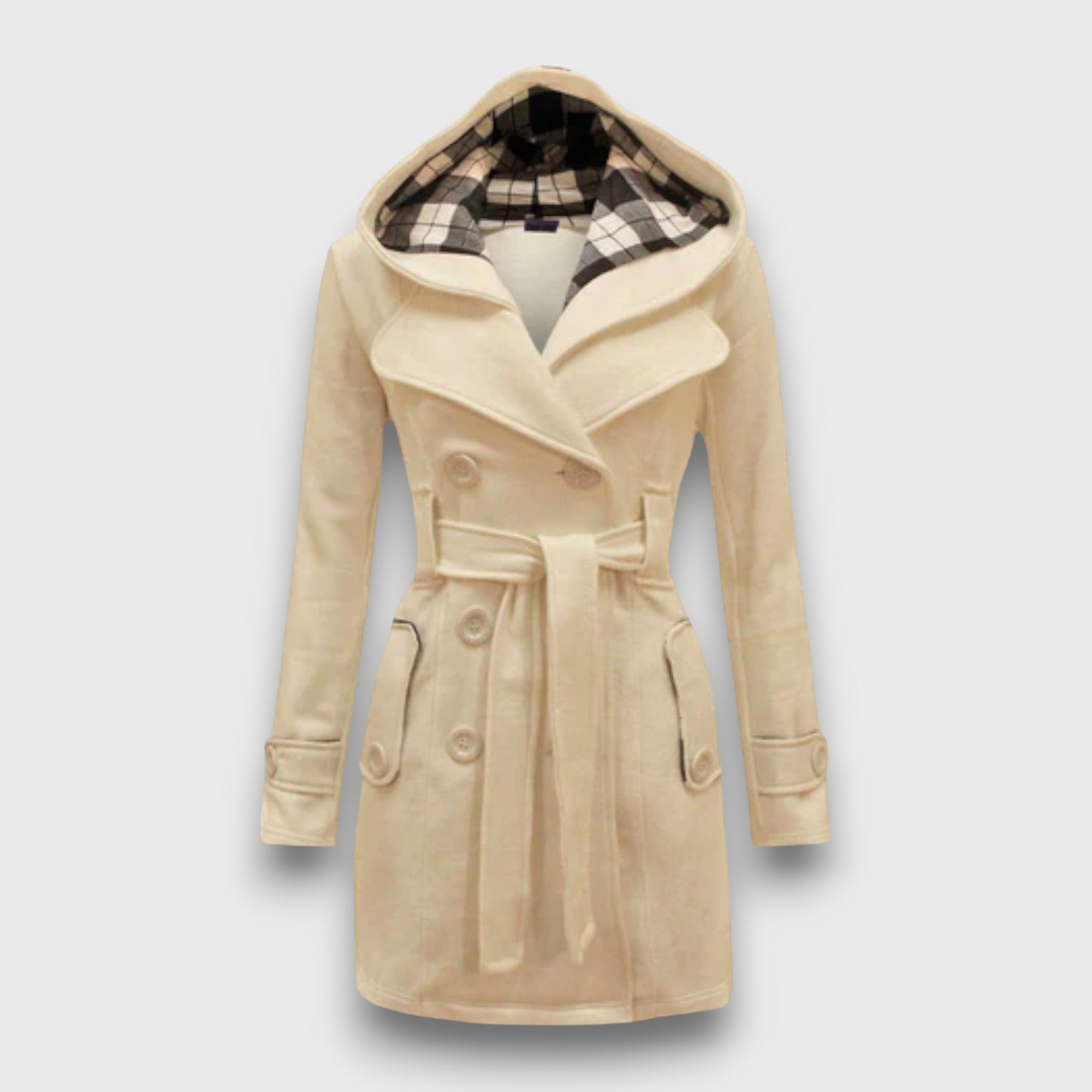 Trench-coat femme avec capuche et ceinture