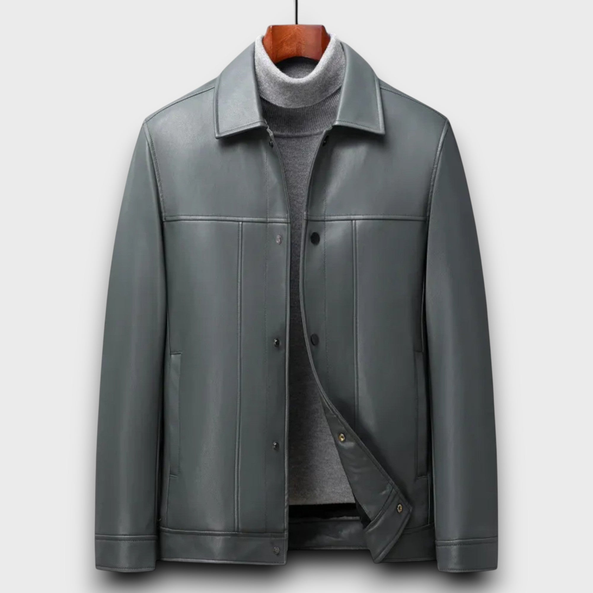 Veste homme en simili cuir coupe classique