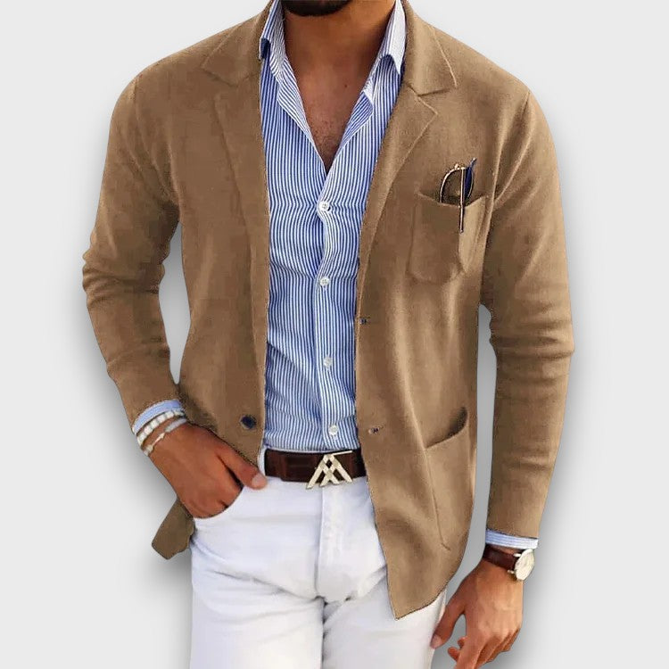 Blazer léger bleu avec poches plaquées (homme)
