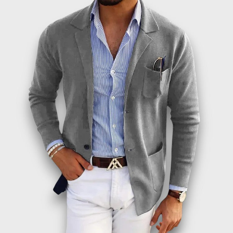 Blazer léger bleu avec poches plaquées (homme)