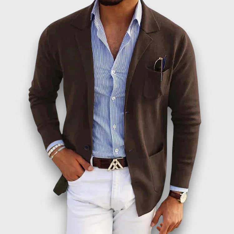 Blazer léger bleu avec poches plaquées (homme)