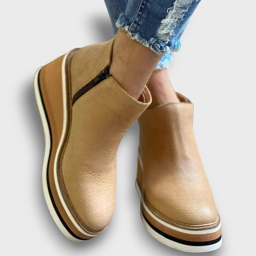 Bottines à semelle compensée avec fermeture éclair (femme)