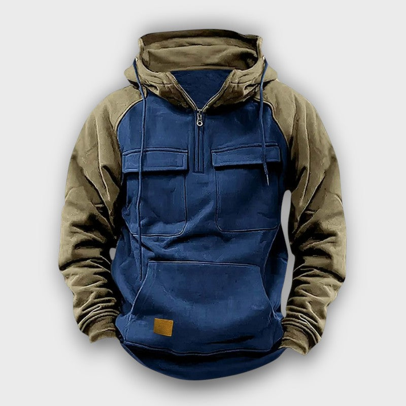 Sweat à capuche bicolore avec poches poitrine (homme)