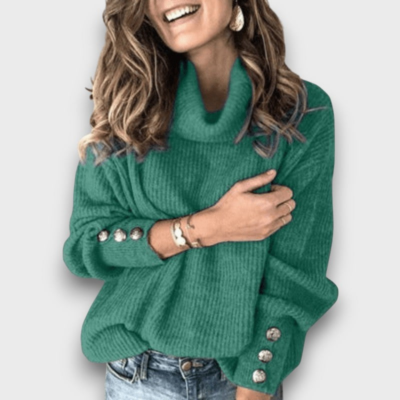 Pull femme en maille à col roulé