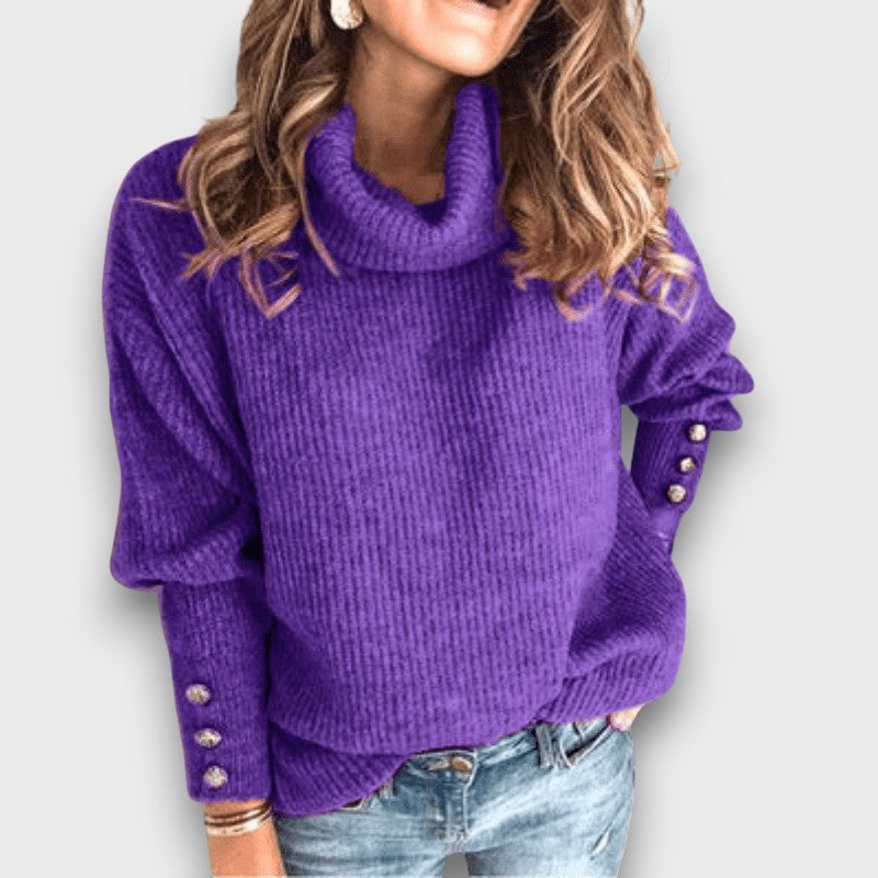 Pull femme en maille à col roulé