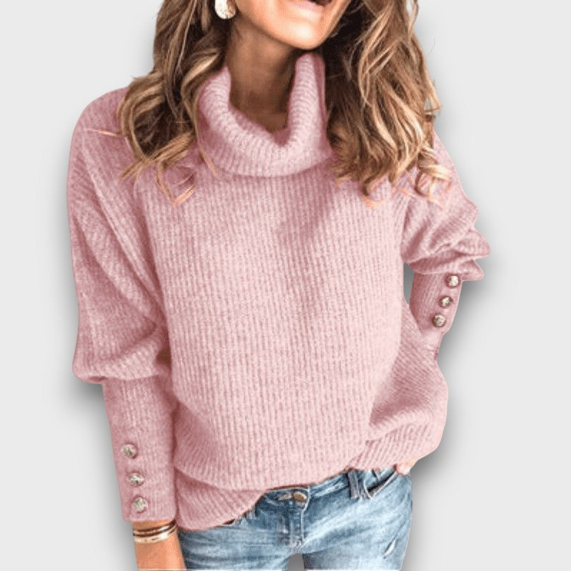 Pull femme en maille à col roulé