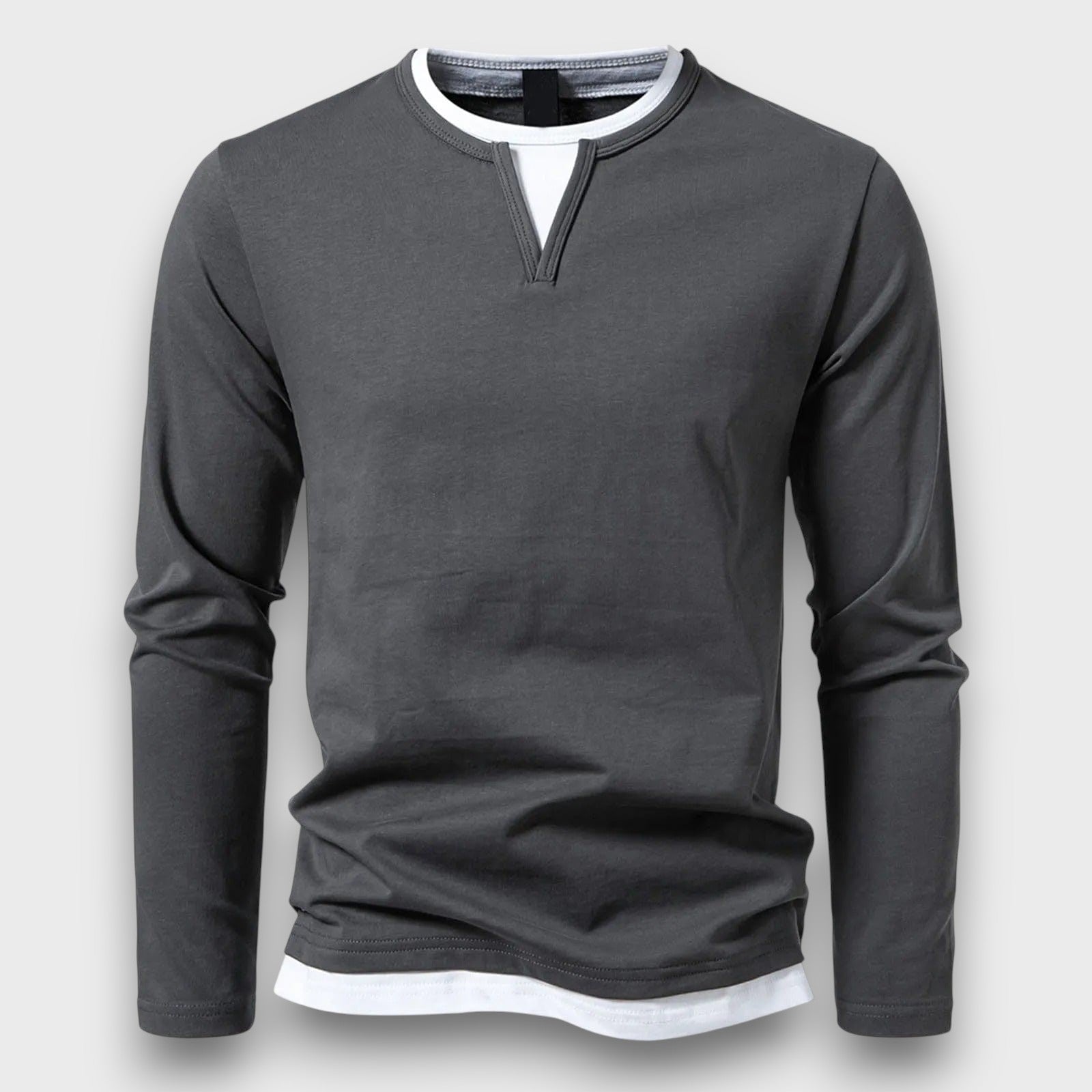 T-shirt à manches longues avec col fendu (homme)