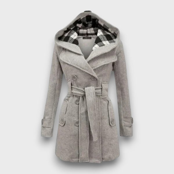 Manteau avec ceinture et capuche élégant (femme)