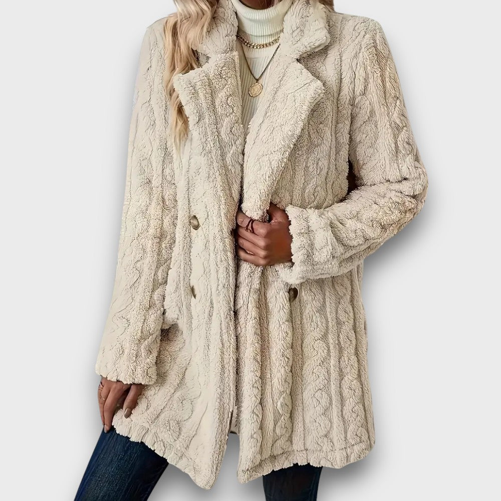 Manteau tricoté doux avec boutons (femme)