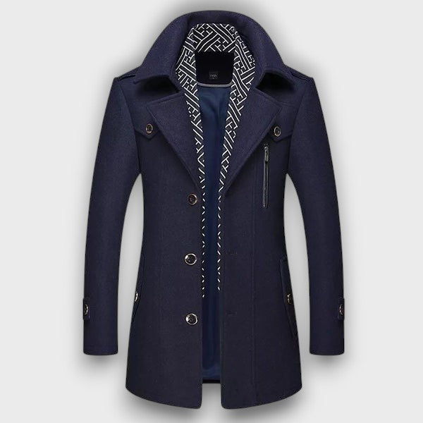 Manteau classique en laine à col montant (homme)