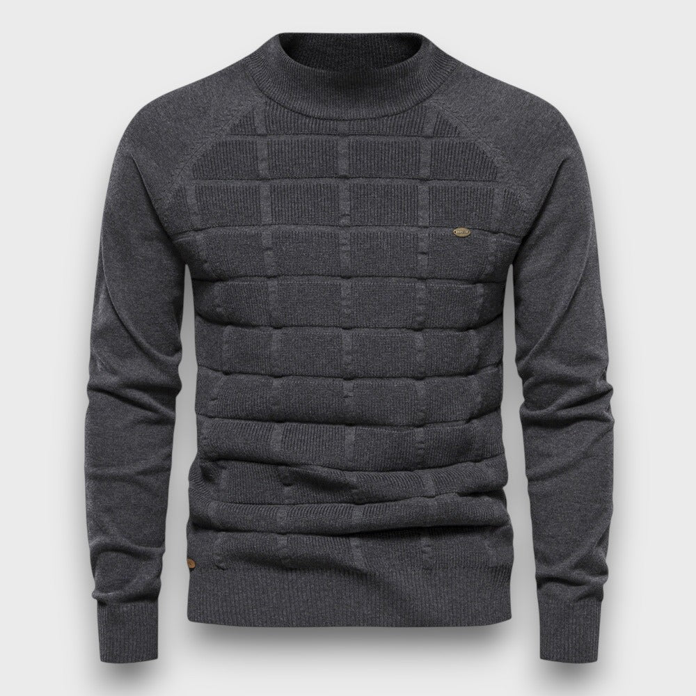 Pull en tricot structuré à col rond (homme)