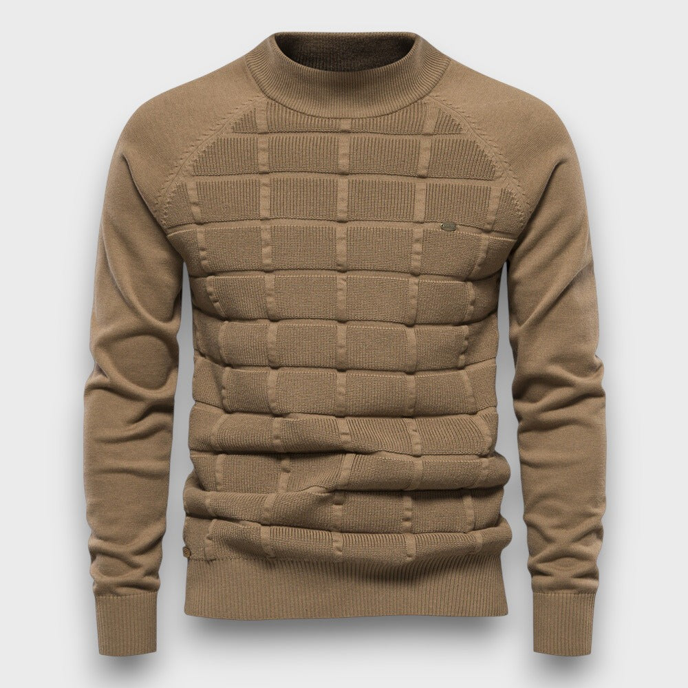 Pull en tricot structuré à col rond (homme)