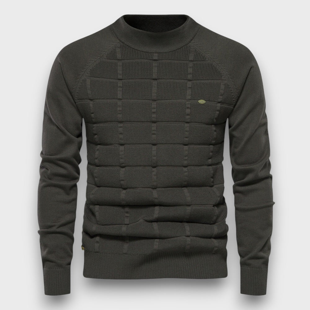 Pull en tricot structuré à col rond (homme)