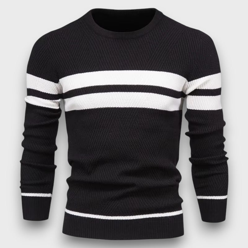 Pull fin à rayures et col rond (homme)