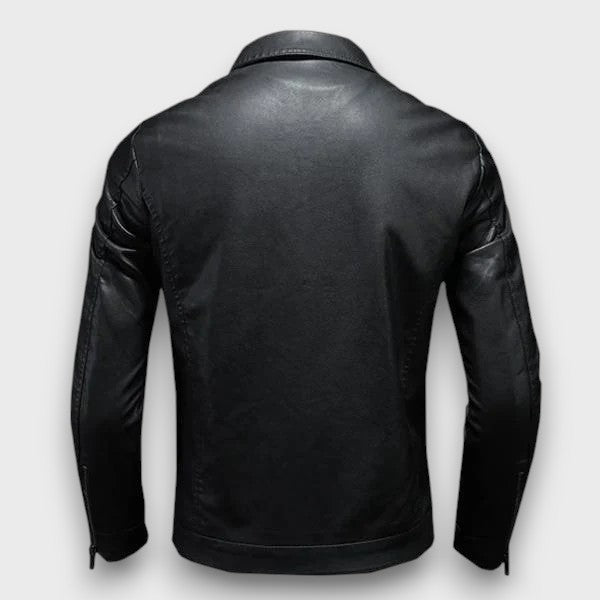 Veste en cuir noire classique (homme)