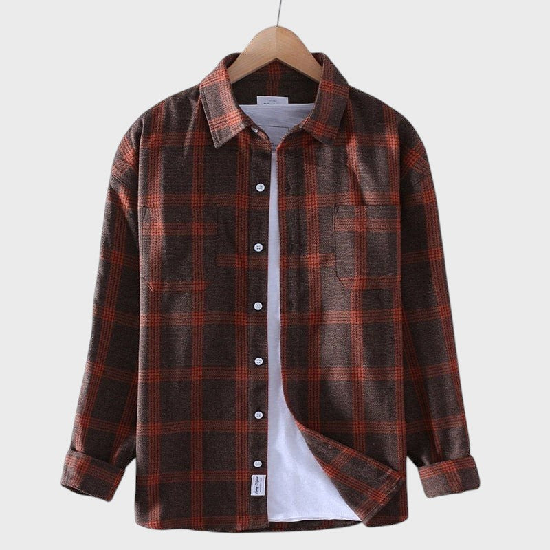 Chemise en flanelle à carreaux avec poche poitrine (homme)
