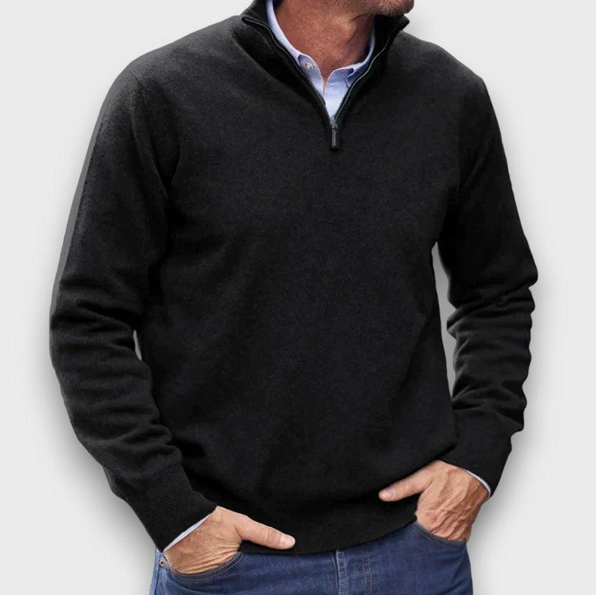 Pull en maille à col zippé court (homme)
