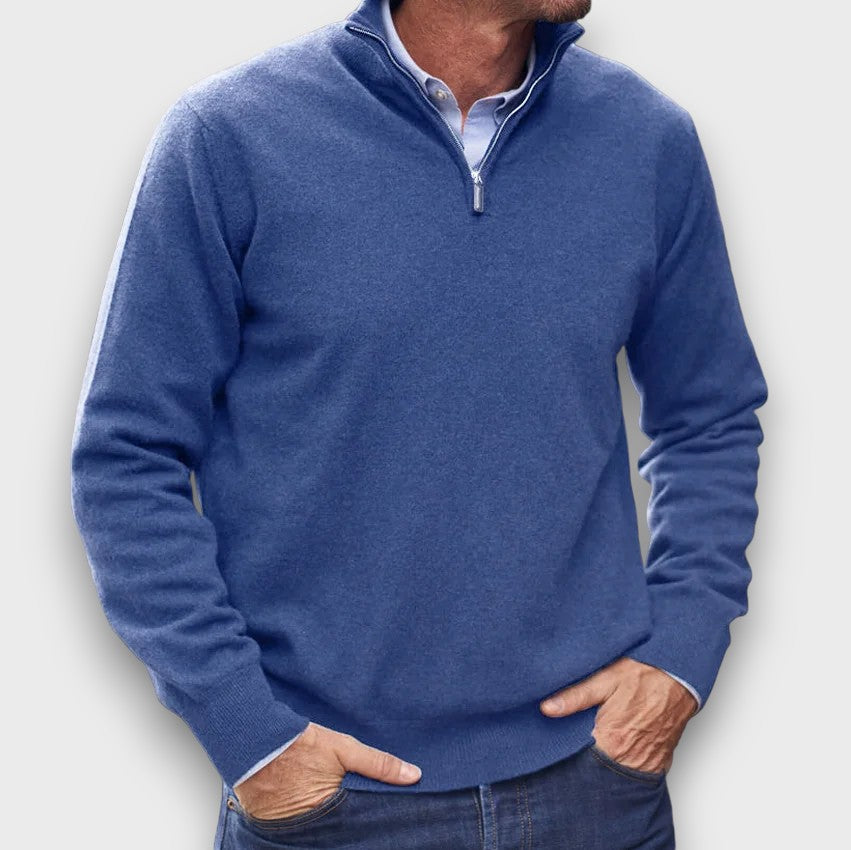 Pull en maille à col zippé court (homme)