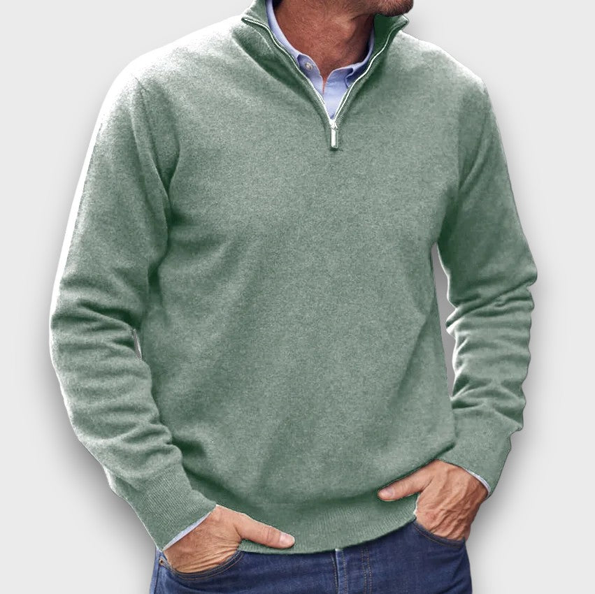 Pull en maille à col zippé court (homme)