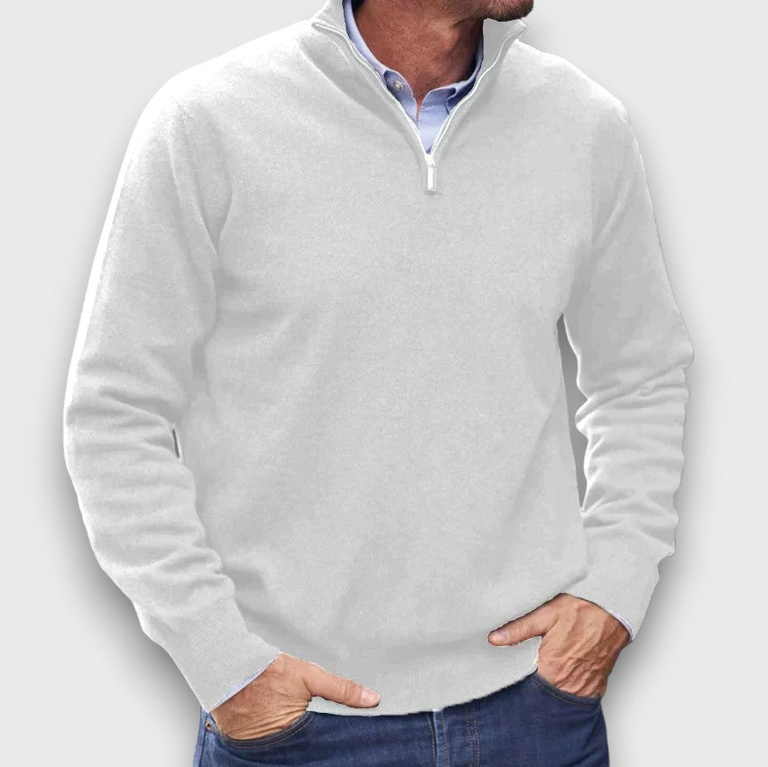 Pull en maille à col zippé court (homme)