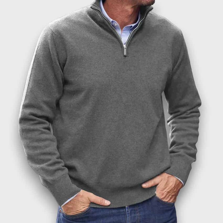 Pull en maille à col zippé court (homme)