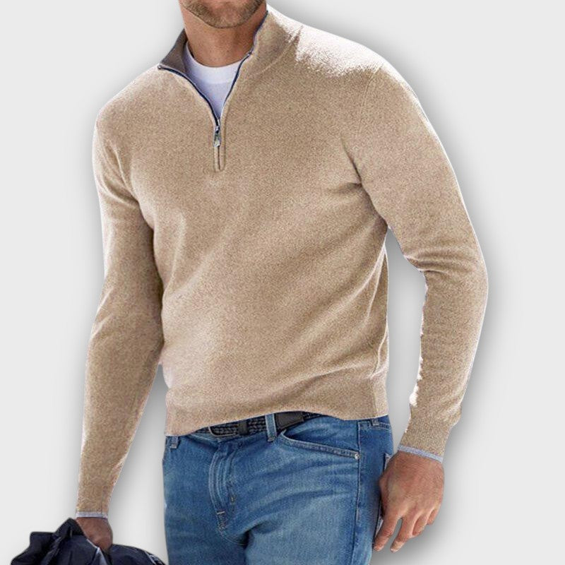 Pull fin à demi-fermeture éclair (homme)
