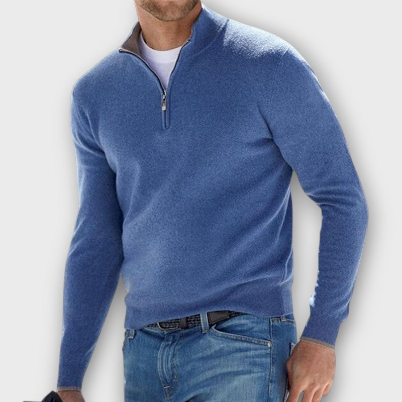 Pull fin à demi-fermeture éclair (homme)